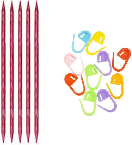 Knitter's Pride Dreamz Knitting Needles DPN Double Pointed 5 inch (12.5cm) (Set of 5) Size US 2 (2.75mm) Bundle with 10 Artsiga Crafts Stitch Markers 200104 in Saudi Arabia