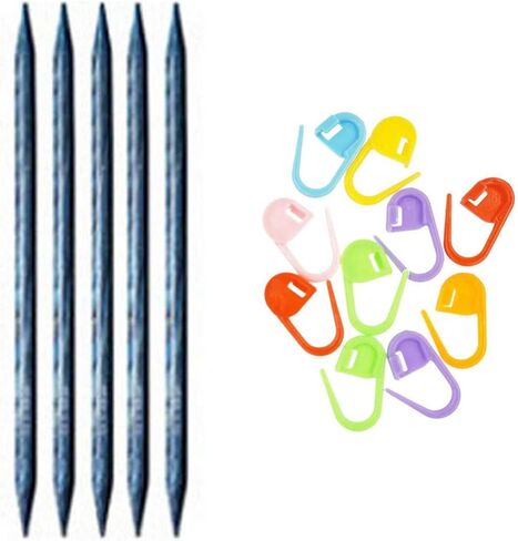Knitter's Pride Dreamz Knitting Needles DPN Double Pointed 5 inch (12.5cm) (Set of 5) Size US 2 (2.75mm) Bundle with 10 Artsiga Crafts Stitch Markers 200104 in Saudi Arabia