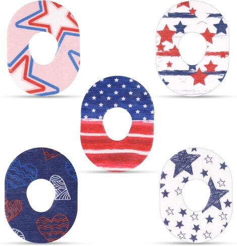 25pcs Skin Grip Adhesive Patch for Dexcom G7, American Flag Blood Sugar Monitor Over Patches Waterproof & Sweatproof Overpatch 4th of July Independence Day CGM Sensor Cover Decorations (5 Styles) in Saudi Arabia