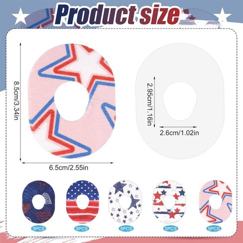 25pcs Skin Grip Adhesive Patch for Dexcom G7, American Flag Blood Sugar Monitor Over Patches Waterproof & Sweatproof Overpatch 4th of July Independence Day CGM Sensor Cover Decorations (5 Styles) in Saudi Arabia