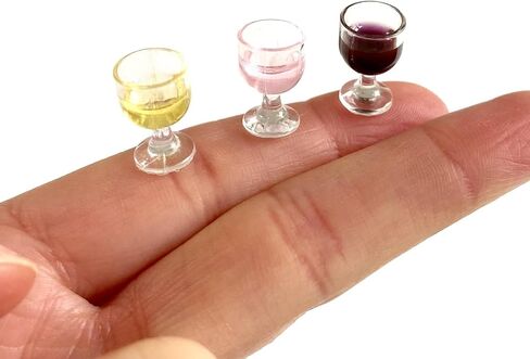 Miniature Kitchen Wine Glass, 1/12 Red White and Rose Resin Wine Glass, Dollhouse Kitchenware, Dollhouse Kitchen Decoration Glass (4PCS) in Saudi Arabia