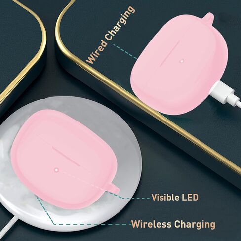 for New Bose Ultra Open Earbuds Case with Cleaner Kit 2024, Soft Silicone Shockproof Protective Cover Skin with Carabiner Women Men for Bose Open Ear Wireless Earbuds, Pink in Saudi Arabia