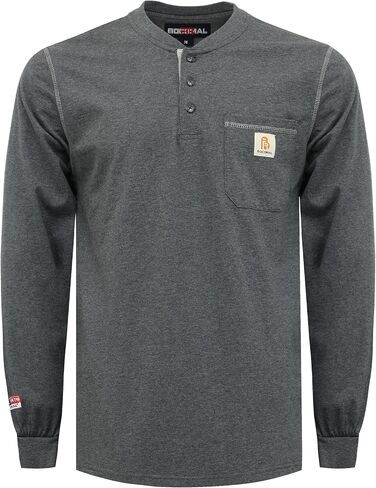 قمصان BOCOMAL FR للرجال 5.5oz خفيفة الوزن بأكمام طويلة، قميص Henley مقاوم للحريق CAT2 in Kuwait