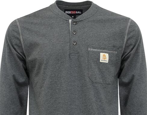 قمصان BOCOMAL FR للرجال 5.5oz خفيفة الوزن بأكمام طويلة، قميص Henley مقاوم للحريق CAT2 in Kuwait