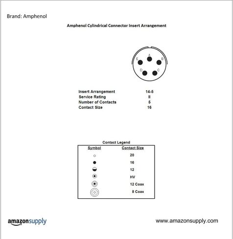 Amphenol Industrial PT02SE-14-5P(027) دبوس موصل دائري مقاوم للبيئة، اقتران حربة، صندوق إنهاء تجعيد، وعاء تركيب 14-5 ترتيب الإدخال 14 حجم الصدفة 5 جهات اتصال in Kuwait