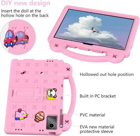 YRH لجهاز TCL Tab 8le Tablet Case 2023، غطاء كرتوني للأطفال EVA Boy Girl لجهاز TCL Tab 8 LE (9137w)/Tab 8 WiFi (9132x)، مع مقبض حامل، وردي in Kuwait