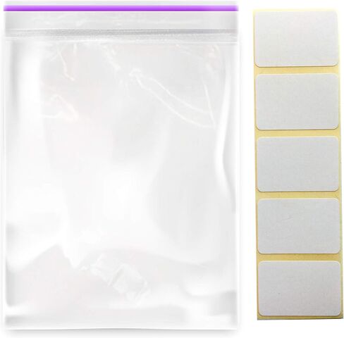 أكياس صغيرة مقاس 2 × 3 بوصة (100 قطعة) مع 100 قطعة من الملصقات - أكياس بلاستيكية للتخزين بسحاب قابلة لإعادة الإغلاق للمجوهرات والحبوب والخرز وما إلى ذلك in Kuwait