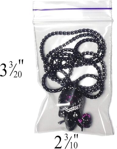 أكياس صغيرة مقاس 2 × 3 بوصة (100 قطعة) مع 100 قطعة من الملصقات - أكياس بلاستيكية للتخزين بسحاب قابلة لإعادة الإغلاق للمجوهرات والحبوب والخرز وما إلى ذلك in Kuwait