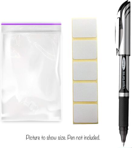 أكياس صغيرة مقاس 2 × 3 بوصة (100 قطعة) مع 100 قطعة من الملصقات - أكياس بلاستيكية للتخزين بسحاب قابلة لإعادة الإغلاق للمجوهرات والحبوب والخرز وما إلى ذلك in Kuwait