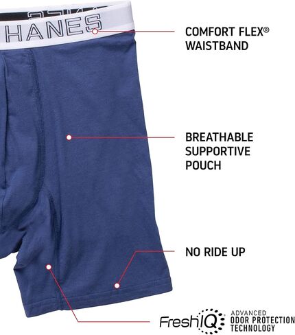 Hanes Men's Comfort Flex Fit Odor Control Boxer Briefs (3 Pack) in Saudi Arabia