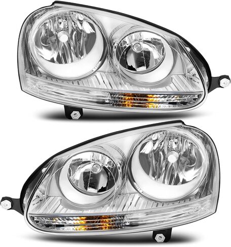 Headlight Assembly Fit for 2005-2010 Volkswagen Jetta/2006-2009 Volkswagen GT Driver Side and Passenger Side (Black Housing Clear Reflector) in Saudi Arabia