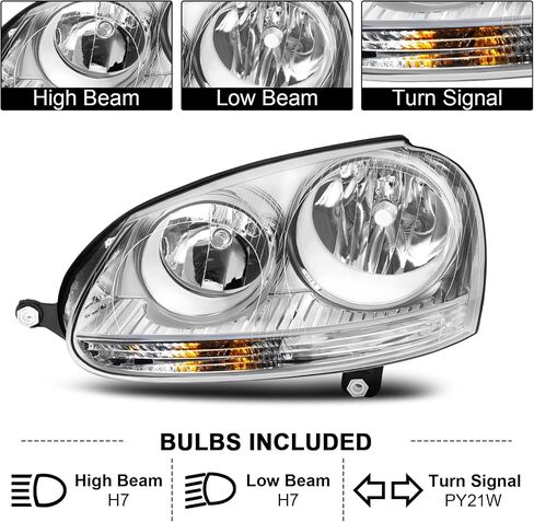 Headlight Assembly Fit for 2005-2010 Volkswagen Jetta/2006-2009 Volkswagen GT Driver Side and Passenger Side (Black Housing Clear Reflector) in Saudi Arabia