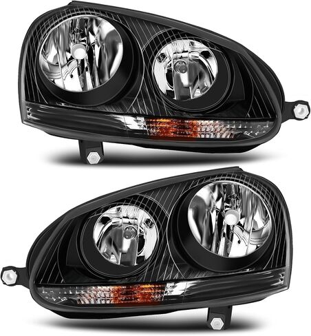 Headlight Assembly Fit for 2005-2010 Volkswagen Jetta/2006-2009 Volkswagen GT Driver Side and Passenger Side (Black Housing Clear Reflector) in Saudi Arabia