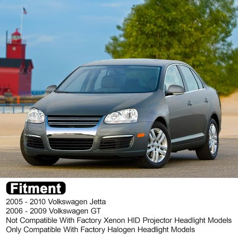 Headlight Assembly Fit for 2005-2010 Volkswagen Jetta/2006-2009 Volkswagen GT Driver Side and Passenger Side (Black Housing Clear Reflector) in Saudi Arabia