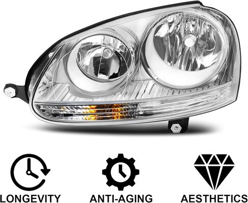 Headlight Assembly Fit for 2005-2010 Volkswagen Jetta/2006-2009 Volkswagen GT Driver Side and Passenger Side (Black Housing Clear Reflector) in Saudi Arabia
