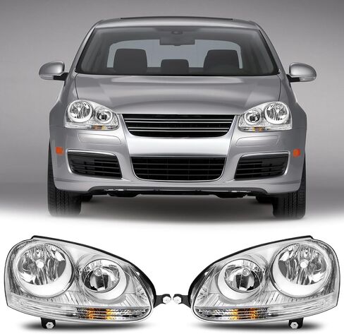 Headlight Assembly Fit for 2005-2010 Volkswagen Jetta/2006-2009 Volkswagen GT Driver Side and Passenger Side (Black Housing Clear Reflector) in Saudi Arabia