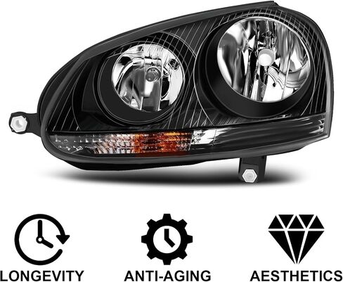 Headlight Assembly Fit for 2005-2010 Volkswagen Jetta/2006-2009 Volkswagen GT Driver Side and Passenger Side (Black Housing Clear Reflector) in Saudi Arabia