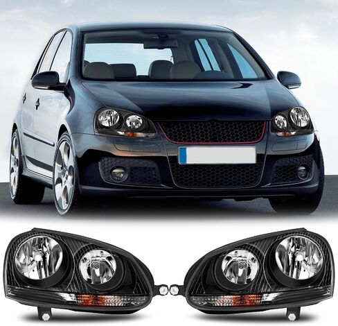 Headlight Assembly Fit for 2005-2010 Volkswagen Jetta/2006-2009 Volkswagen GT Driver Side and Passenger Side (Black Housing Clear Reflector) in Saudi Arabia