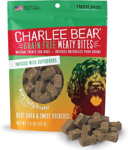 Charlee Bear Meaty Bites Dog Treats, Beef Liver & Sweet Potatoes, 2.5oz (Pack of 2) in Saudi Arabia