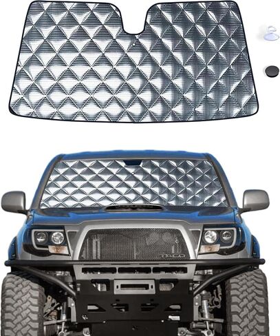 6 Layers Windshield Sun Shade Compatible with 2005-2015 Toyota Tacoma. Foldable 6MM Thick Reflective Aluminum Film Car Front Window Sunshade. in Saudi Arabia