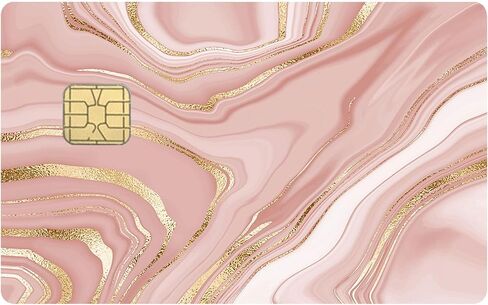 Rose Gold Liquid Marble Texture Large Chip Credit Card Stickers Slim Waterproof Anti-Wrinkling Removable Vinyl Decals Debit Card Skin Cover in Saudi Arabia