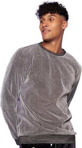 WDIRARA Men's Round Neck Long Sleeve Glitter Sweatshirt Party Club Metallic Tops in Saudi Arabia