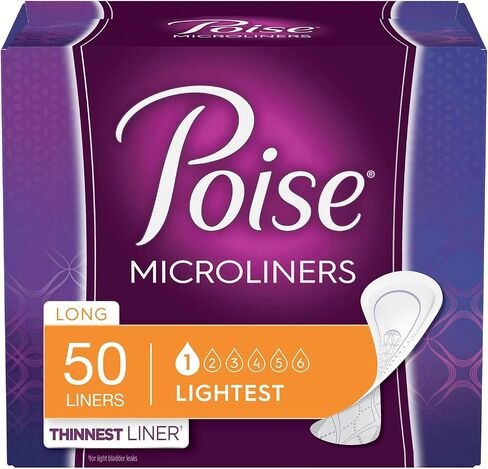 بطانات داخلية من Poise Microliners لسلس البول، أخف بطانات داخلية ذات قدرة على الامتصاص، طويلة، 50 قطعة in Kuwait