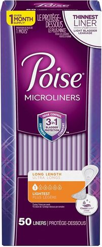 بطانات داخلية من Poise Microliners لسلس البول، أخف بطانات داخلية ذات قدرة على الامتصاص، طويلة، 50 قطعة in Kuwait