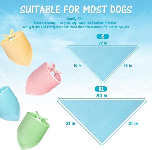 Mihachi Cooling Dog Bandana 4 Pack - Summer Dog Bandana, Ice Silk Kerchief Scarf Bibs, Adjustable and Washable Decoration Accessories for Small Medium Large Dogs Cats Puppy in Saudi Arabia