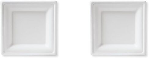 Susty Party 8-Inch Compostable Square Plates (50 Plates), Sugarcane Heavy Duty Disposable Biodegradable Plate, White in Saudi Arabia