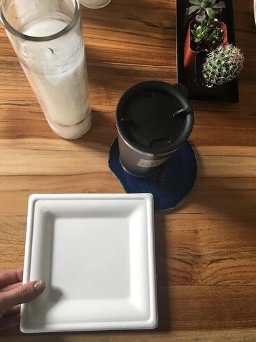 Susty Party 8-Inch Compostable Square Plates (50 Plates), Sugarcane Heavy Duty Disposable Biodegradable Plate, White in Saudi Arabia