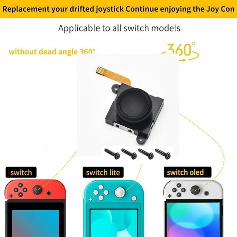 Joycon Joysticks 2 Pack Replacement for Nintendo Switch - Replacement 3D Joystick Analog Thumb Stick for Nintendo Switch Lite & Switch OLED Joy Con, Left/Right Analog Joystick with Thumbstick Grips, in Saudi Arabia