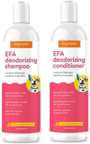 Essential Fatty Acid (EFA) Shampoo and Conditioner for Pets – 12oz Deodorizing Cherry Blossom Scent | Soothing for Dogs and Cats Rich with Moisturizing Emollients | Tearless, Soapless in Saudi Arabia