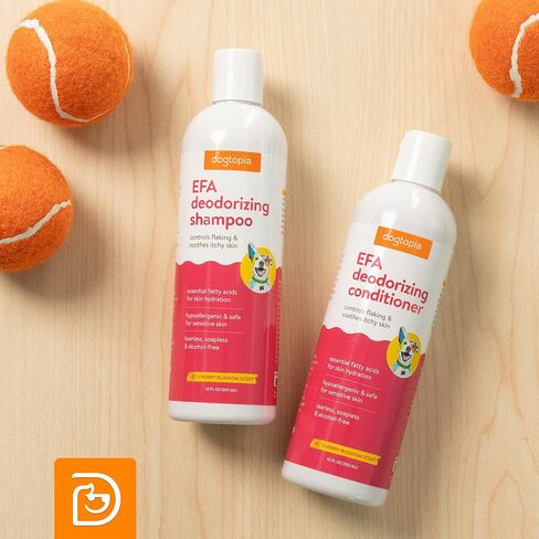 Essential Fatty Acid (EFA) Shampoo and Conditioner for Pets – 12oz Deodorizing Cherry Blossom Scent | Soothing for Dogs and Cats Rich with Moisturizing Emollients | Tearless, Soapless in Saudi Arabia