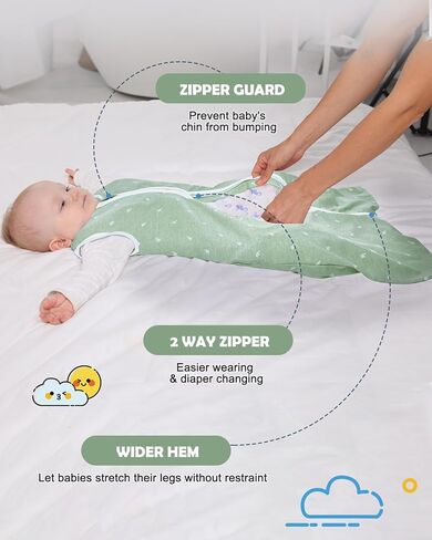 كيس نوم للأطفال من ليكتين، 0.5 توغ - عبوتان من بطانية يمكن ارتداؤها للأطفال، قماط للأطفال، حقيبة نوم صيفية للأطفال بدون أكمام in Kuwait