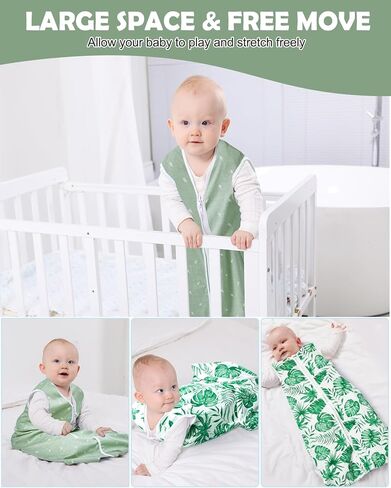 كيس نوم للأطفال من ليكتين، 0.5 توغ - عبوتان من بطانية يمكن ارتداؤها للأطفال، قماط للأطفال، حقيبة نوم صيفية للأطفال بدون أكمام in Kuwait