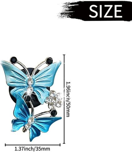 4Pcs Blue Car Air Fresheners Vent Clips,Cute Dual Butterfly Diamond Rhinestone Air Freshener Vent Clip Sparkly Car Decoration Car Interior Decor Bling Car Accessories for Women Automotive in Saudi Arabia