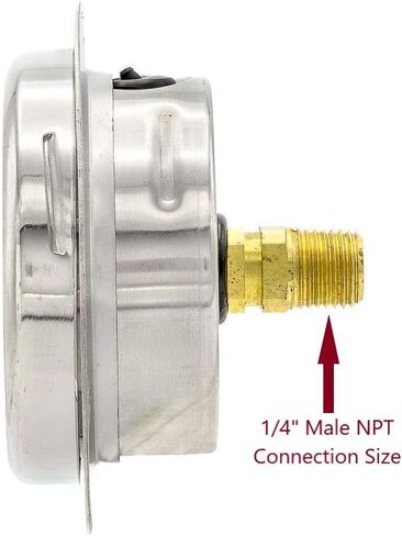 PIC Gauges 214D-254D Front Flanged Panel Mount Dry Pressure Gauge w/ SS Case/Removable Bezel, Brass Internals, Glass Lens, 2.5" Dial, 0/60 psi Range, 1/4" Male NPT in Saudi Arabia