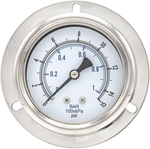 PIC Gauges 214D-254D Front Flanged Panel Mount Dry Pressure Gauge w/ SS Case/Removable Bezel, Brass Internals, Glass Lens, 2.5" Dial, 0/60 psi Range, 1/4" Male NPT in Saudi Arabia