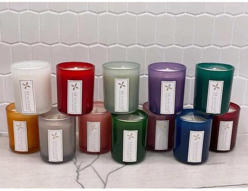 Sea & Sand 4 oz Premium Soy Wax Blend Scented Candles Made with Essential Oils and Reusable Colored Glass, Set of 12 in Saudi Arabia