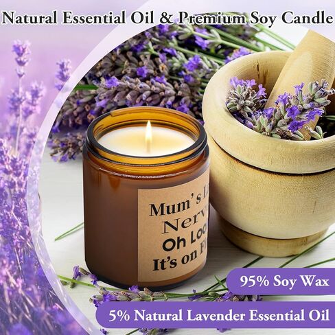 الشموع المعطرة باللافندر - 7 أونصة من شمع الصويا العضوي برطمان زجاجي - هدية عيد الميلاد للأم من الأطفال، شمعة عيد الميلاد، شمعة العلاج العطري لتخفيف التوتر والاسترخاء هدايا مضحكة، أفكار هدايا الأم in Kuwait