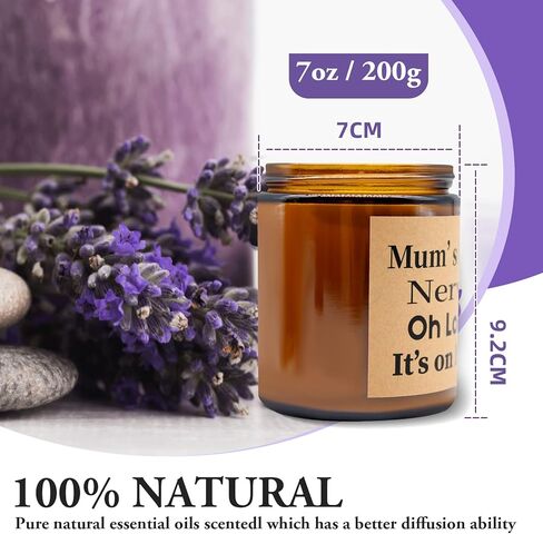 الشموع المعطرة باللافندر - 7 أونصة من شمع الصويا العضوي برطمان زجاجي - هدية عيد الميلاد للأم من الأطفال، شمعة عيد الميلاد، شمعة العلاج العطري لتخفيف التوتر والاسترخاء هدايا مضحكة، أفكار هدايا الأم in Kuwait