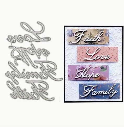 Suds&WH Faith Love Letter Metal Die Cuts، Hope Family Letter Sqaure قطع يموت قطع الإستنسل DIY سكرابوكينغ الزخرفية النقش ورقة سكرابوكينغ صنع بطاقة، الفضة، Suds&WH-001 in Kuwait