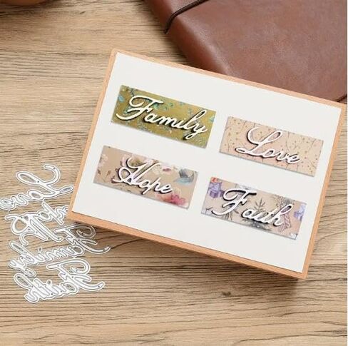 Suds&WH Faith Love Letter Metal Die Cuts، Hope Family Letter Sqaure قطع يموت قطع الإستنسل DIY سكرابوكينغ الزخرفية النقش ورقة سكرابوكينغ صنع بطاقة، الفضة، Suds&WH-001 in Kuwait