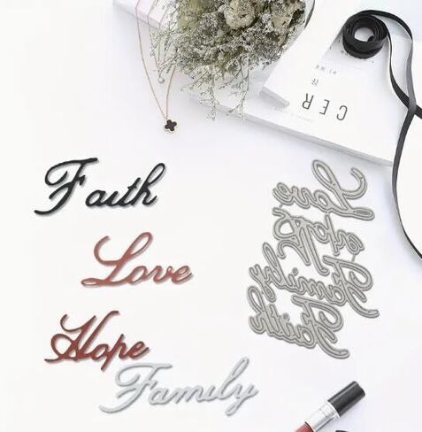 Suds&WH Faith Love Letter Metal Die Cuts، Hope Family Letter Sqaure قطع يموت قطع الإستنسل DIY سكرابوكينغ الزخرفية النقش ورقة سكرابوكينغ صنع بطاقة، الفضة، Suds&WH-001 in Kuwait