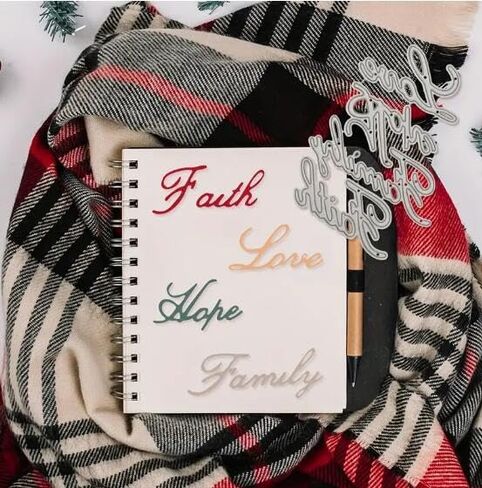 Suds&WH Faith Love Letter Metal Die Cuts، Hope Family Letter Sqaure قطع يموت قطع الإستنسل DIY سكرابوكينغ الزخرفية النقش ورقة سكرابوكينغ صنع بطاقة، الفضة، Suds&WH-001 in Kuwait