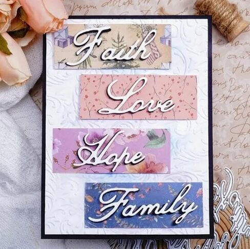 Suds&WH Faith Love Letter Metal Die Cuts، Hope Family Letter Sqaure قطع يموت قطع الإستنسل DIY سكرابوكينغ الزخرفية النقش ورقة سكرابوكينغ صنع بطاقة، الفضة، Suds&WH-001 in Kuwait
