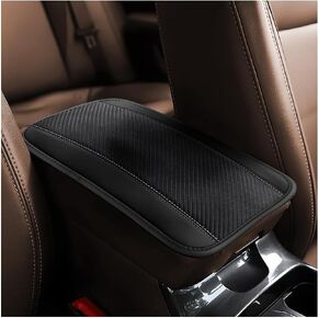 Car Armrest Storage Box Cover, PU Leather Waterproof Non Slip Center Console Pad, Universal Carbon Fiber Arm Rest Seat Box Mat, Car Interior Accessories for Most Vehicle SUV Truck (Pink)