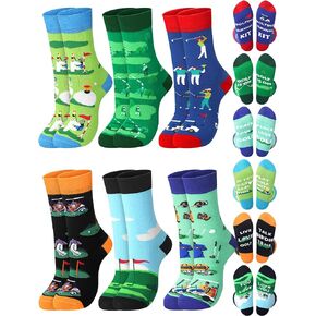 12 Pairs Funny Golf Gift Sports Socks Golf Socks Golfer Gift for Men Gifts Lover Golf Birthday Party Favor, 6 Style