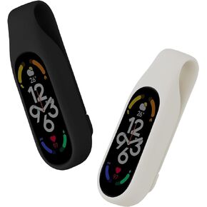 kwmobile 2X Clip Holders Compatible with Xiaomi Mi Band 7/6 / 5/4 - Clip-On Holder Replacement Set - Black/Dark Blue